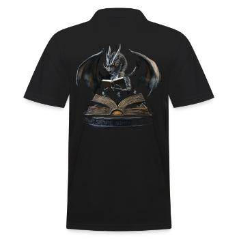 Eleganter schwarzer Drache – Epischer Drachen - Männer Poloshirt - Schwarz - Hinten - Kai (181cm)