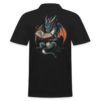 geVerspielter grauer Drache Magische Geschichtenfa - Männer Poloshirt - Schwarz - Hinten - Kai (181cm)