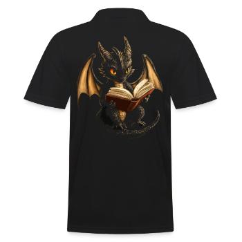 Schwarzer Drache – Mystik für Bücherliebhaber - Männer Poloshirt - Schwarz - Hinten - Kai (181cm)