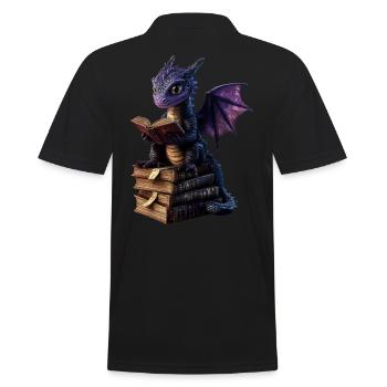 Dragon violet avec des livres – Magie pour les rats de bibliothèque - Polo Homme - noir - Dos - Kai (181cm)