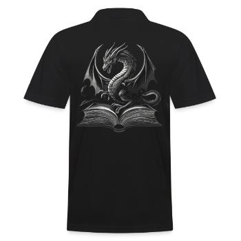 Schwarz-Weiß-Drache – Epische Fantasy für Leser - Männer Poloshirt - Schwarz - Hinten - Kai (181cm)