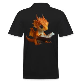 Niedlicher orangefarbener Drache Magischer Drachw - Männer Poloshirt - Schwarz - Hinten - Kai (181cm)