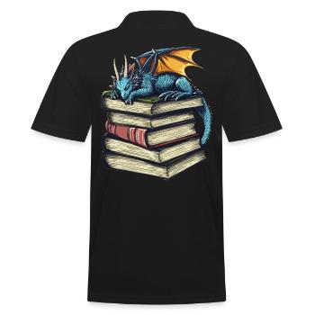 Blauer Drache schläft Magische Fantasie für Leser - Männer Poloshirt - Schwarz - Hinten - Kai (181cm)