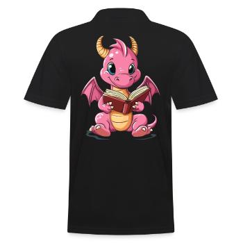 Süßer pinker Drache – Magisches Design für Kinder - Männer Poloshirt - Schwarz - Hinten - Kai (181cm)