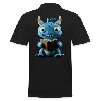 Lustiger blauer Drache Fantasie für Buchliebhaber - Männer Poloshirt - Schwarz - Hinten - Kai (181cm)