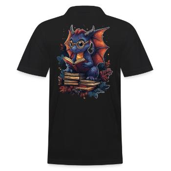 Dragon violet avec des lunettes fantaisie pour les amateurs de livres - Polo Homme - noir - Dos - Kai (181cm)