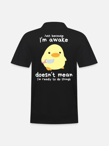 "Gewoon omdat ik wakker ben" - Eend met mes Meme - Mannen poloshirt - zwart