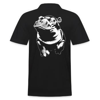 Hippopotamus Illustration: Wildlife Design for Fans - Men's Polo Shirt - black - Back - Kai (181cm)