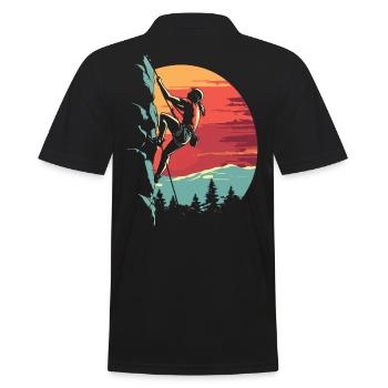 Klettern in den Alpen: Fels bei Sonnenuntergang - Männer Poloshirt - Schwarz - Hinten - Kai (181cm)