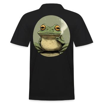 Pot-smoking frog laughs: weed and croak - Men's Polo Shirt - black - Back - Kai (181cm)