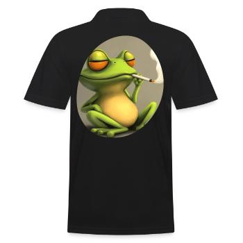 Trippy Frosch meditiert: Kiffer im Quak‑Modus - Männer Poloshirt - Schwarz - Hinten - Kai (181cm)