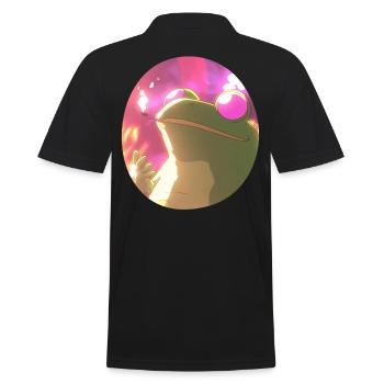 Cartoon frog smoking weed: Weed and croaking party - Men's Polo Shirt - black - Back - Kai (181cm)