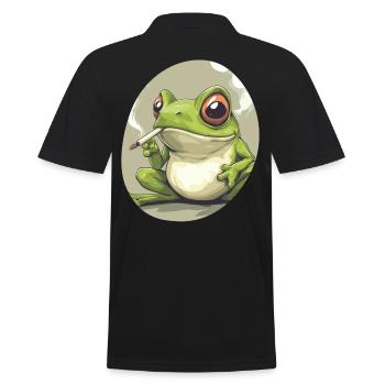 Frog Prince smokes weed heavily: Cannabis and croak - Men's Polo Shirt - black - Back - Kai (181cm)