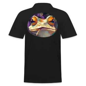 Stoned Froschkönig kifft: Lustige Cannabis Kröte - Männer Poloshirt - Schwarz - Hinten - Kai (181cm)