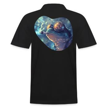 Psychedelischer Froschkiffer: Cannabis pur - Männer Poloshirt - Schwarz - Hinten - Kai (181cm)
