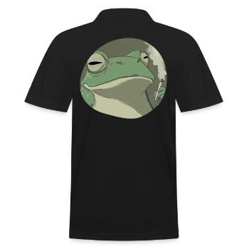 Stoner frog smokes: Funny cannabis croak - Men's Polo Shirt - black - Back - Kai (181cm)