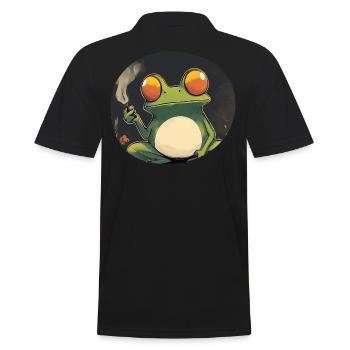 Funny Frog Prince Smokes Weed: Quack and Cannabis - Men's Polo Shirt - black - Back - Kai (181cm)