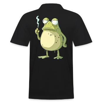 Lustiger Frosch mit Joint - Weed Frosch Design - Männer Poloshirt - Schwarz - Hinten - Kai (181cm)
