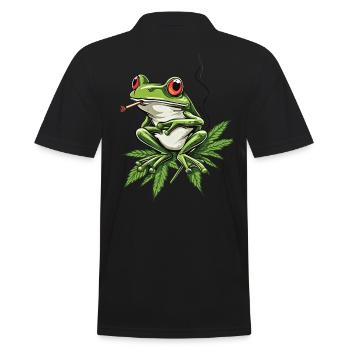Grenouille sur feuille de cannabis avec joint - Weed Frog - Polo Homme - noir - Dos - Kai (181cm)