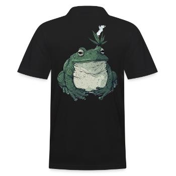 Fat Frog with Cannabis Leaf - Weed Frog - Men's Polo Shirt - black - Back - Kai (181cm)