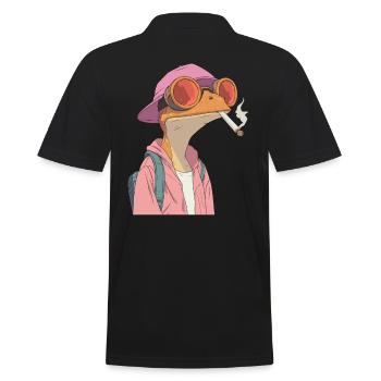 Frosch mit Mütze und Joint - Weed Frosch Design - Männer Poloshirt - Schwarz - Hinten - Kai (181cm)
