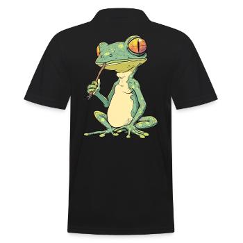 Frosch mit Joint im Mund - Weed Frosch Design - Männer Poloshirt - Schwarz - Hinten - Kai (181cm)