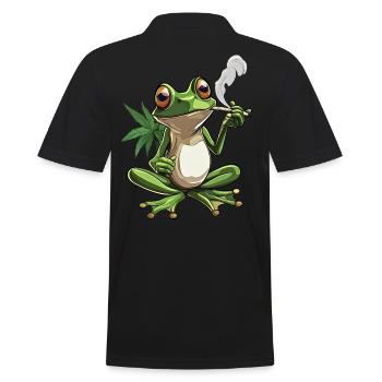 Grenouille avec joint et feuille de cannabis - Weed Frog D - Polo Homme - noir - Dos - Kai (181cm)