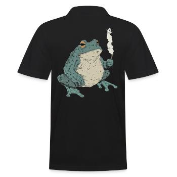 Dicker Frosch mit Zigarette - Weed Frosch Design - Männer Poloshirt - Schwarz - Hinten - Kai (181cm)