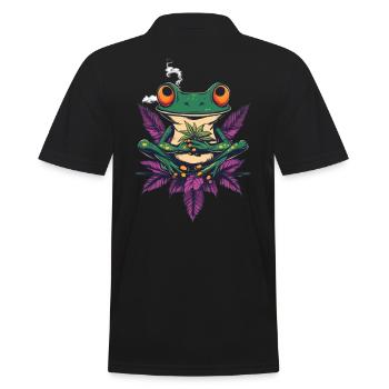 Grenouille avec joint et feuille de cannabis - Weed Frog - Polo Homme - noir - Dos - Kai (181cm)