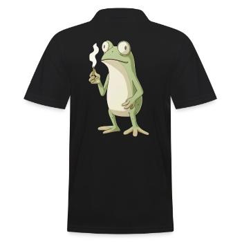 Rosh with cigarette and big eyes - Weed Frosch - Men's Polo Shirt - black - Back - Kai (181cm)