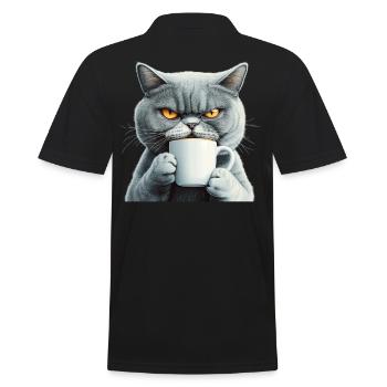 Realistic: with coffee - Men's Polo Shirt - black - Back - Kai (181cm)