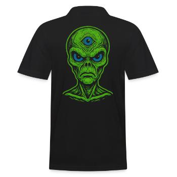 Three-eyed alien in neon look - Men's Polo Shirt - black - Back - Kai (181cm)