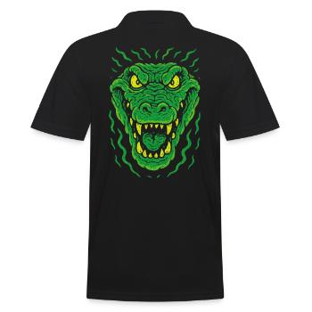 Wütender Echsenkopf im Neonstil - Männer Poloshirt - Schwarz - Hinten - Kai (181cm)