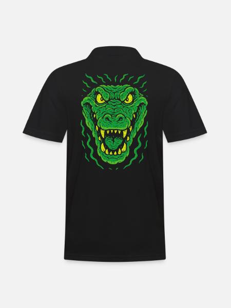 Wütender Echsenkopf im Neonstil - Männer Poloshirt - Schwarz