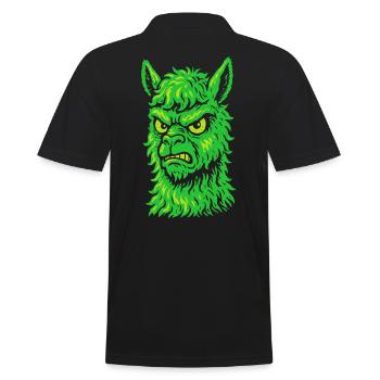 Angry neon llama with killer look - Men's Polo Shirt - black - Back - Kai (181cm)
