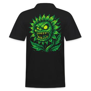 Demonic sunflower in neon style - Men's Polo Shirt - black - Back - Kai (181cm)