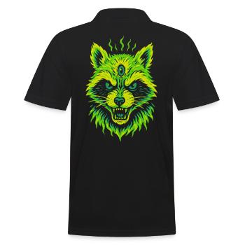 Mystical raccoon with third eye - Men's Polo Shirt - black - Back - Kai (181cm)