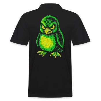 Three-eyed neon penguin with angry gaze - Men's Polo Shirt - black - Back - Kai (181cm)
