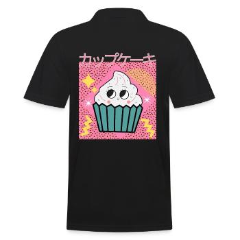 90s Japanese cup cake kawaii Design - Men's Polo Shirt - black - Back - Kai (181cm)
