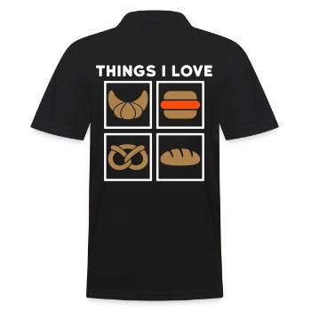 Choses que j’aime les croissants, les petits pains, les bretzels, les miches de pain - Polo Homme - noir - Dos - Kai (181cm)