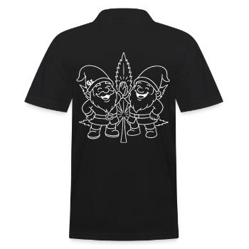 Zwergenfreunde mit Cannabisblatt - Männer Poloshirt - Schwarz - Hinten - Kai (181cm)