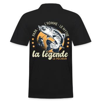 papa homme mythe légende pêche cadeau papa pêcheur - Polo Homme - noir - Dos - Kai (181cm)