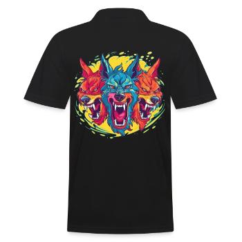 Dog Wolf Werewolf Cerberus Hellhound myth - Men's Polo Shirt - black - Back - Kai (181cm)