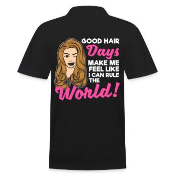 Werten Sie Ihren Stil mit einzigartigen Hair - Männer Poloshirt - Schwarz - Hinten - Kai (181cm)