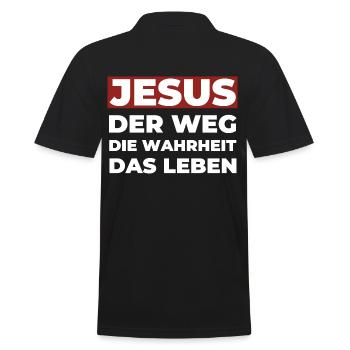 Jesus Christus Weg Wahrheit Leben - Christliches - Männer Poloshirt - Schwarz - Hinten - Kai (181cm)