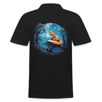 Fox Forest Moon Fable Mythical Fairy Tale - Men's Polo Shirt - black - Back - Kai (181cm)