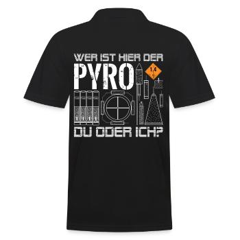 Wer ist hier der Pyro - Männer Poloshirt - Schwarz - Hinten - Kai (181cm)