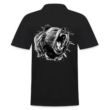 Bear Nature Environmental Protection Animals Night Climate - Men's Polo Shirt - black - Back - Kai (181cm)