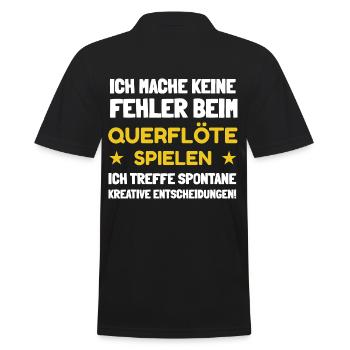 Meine Flöte ist Querflöte - Männer Poloshirt - Schwarz - Hinten - Kai (181cm)