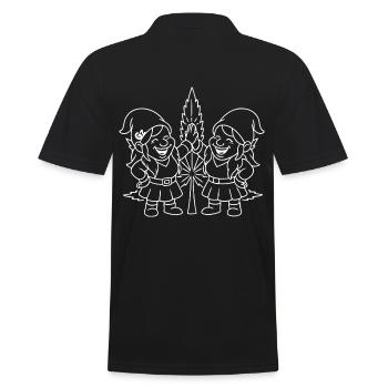 Zwergenfreundinnen mit Cannabisblatt - Männer Poloshirt - Schwarz - Hinten - Kai (181cm)